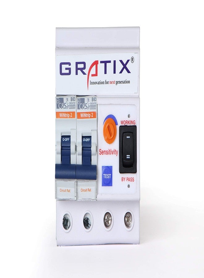 GRATIX 63 AMP PVC plastic 2 pole DP ELCB+MCB single phase with ISI marked - Image 1